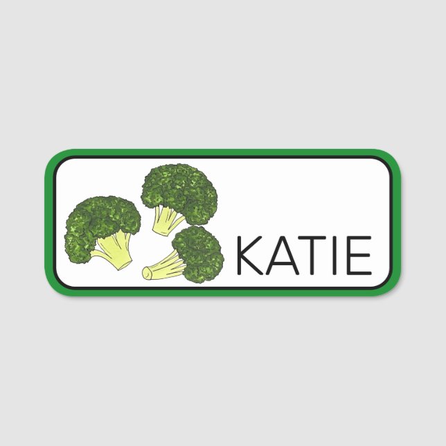 Grüne Broccoli Florets Speere Gemüsegarten Veg Namensschild (Vorderseite)