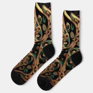 Grüne Bronze Dekoration Karierter Muster Socken