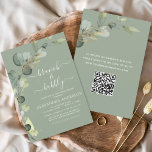 Grüne Brunch & Bubbly QR Code Eukalyptus Einladung<br><div class="desc">Brunch und Bubbly Eukalyptus Greenery Sukkulent Botanische Wasserfarbe Smaragdgrüner Frühlingsfrühling Brautparty QR Code Einladungen auf weißem Hintergrund - beinhaltet schöne und elegante Drehtypografie mit modernen botanischen Blätter und Grün für die besondere Braut zu sein.</div>