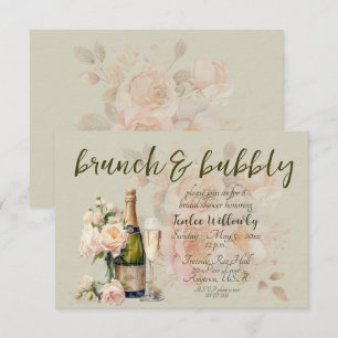Grüne Brunch- & Sekt-Hochzeits-Party Einladung