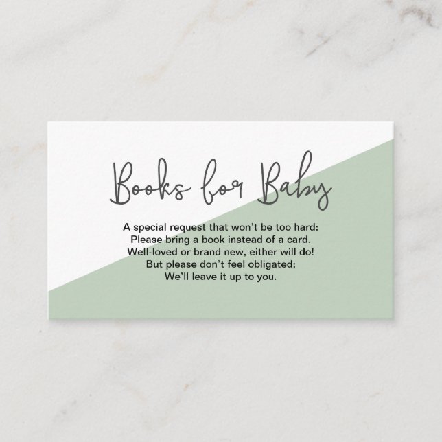 Grüne Bücher für neutrales Baby-Geschlecht Begleitkarte (Vorderseite)