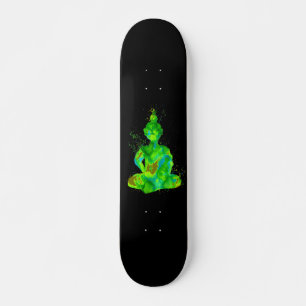 Grüne Buddha-Silhouette Skateboard