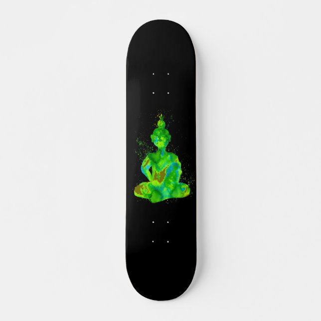 Grüne Buddha-Silhouette Skateboard (Vorne)