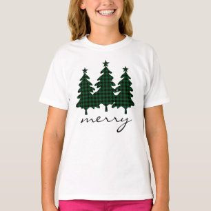 Grüne Büffelkarierte Kiefern T-Shirt