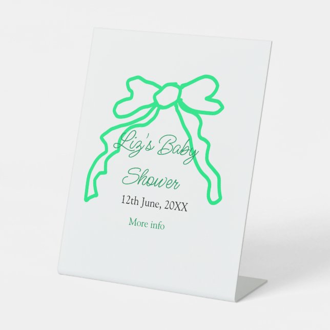 Grüne Buggreife Babydusche hinzufügen Datum modern Sockelschild (Vorderseite)