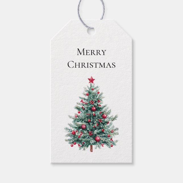 Grüne Burgund Weihnachtsbaumen Ornamente Geschenkanhänger (Vorderseite)