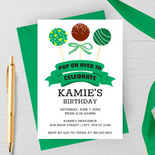 Grüne Cake Pops Geburtstagsfeier Einladung