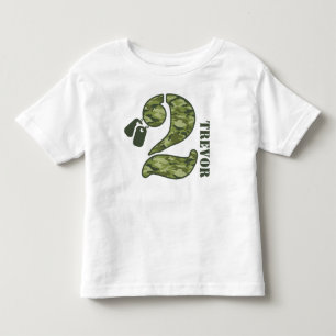 Grüne Camouflage-2. Geburtstag Kleinkind T-shirt