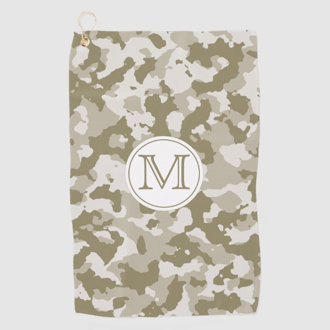 Grüne Camouflage | Camouflage Muster Mit Monogramm Golfhandtuch (Vorderseite)