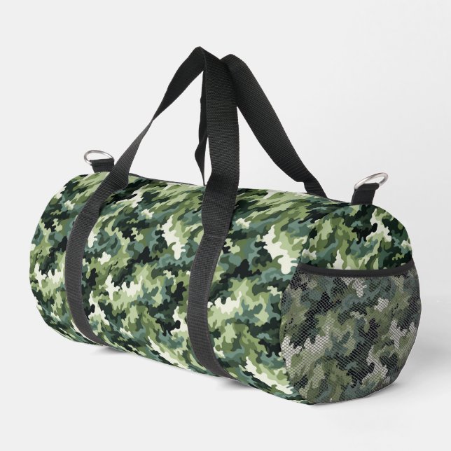 Grüne Camouflage Duffle Bag (Rechte Ecke)