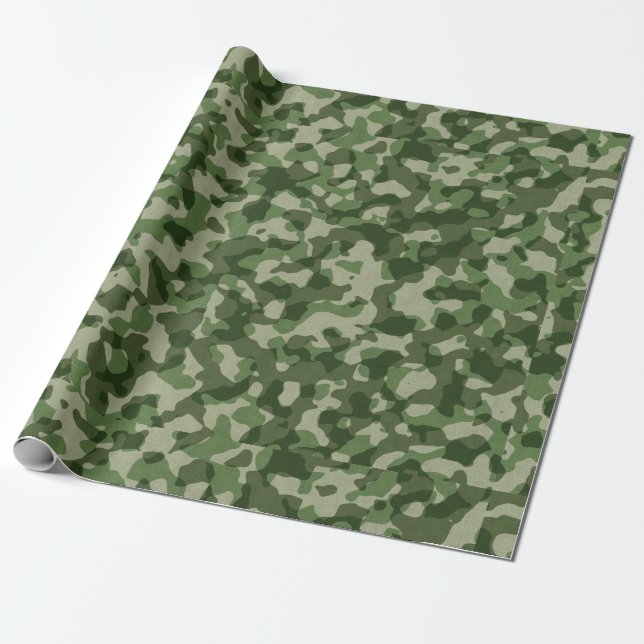 Grüne Camouflage Geschenkpapier (Ungerollt)