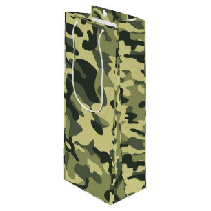 Grüne Camouflage Geschenktüte Für Weinflaschen