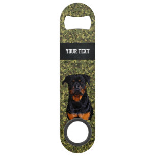 Grüne Camouflage Hund Rottweiler Haustier Tiername Speed Flaschenöffner