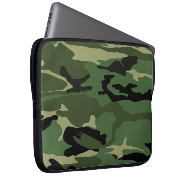 Grüne Camouflage Laptopschutzhülle (Vorne Rechts)