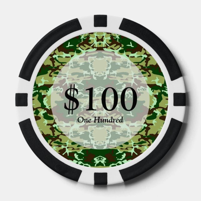 Grüne Camouflage Pokerchips (Vorderseite)