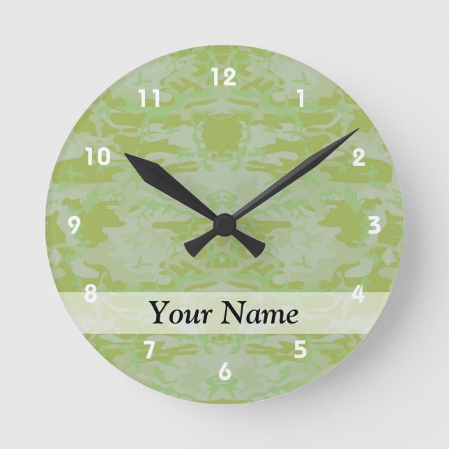 Grüne Camouflage Runde Wanduhr (Vorderseite)
