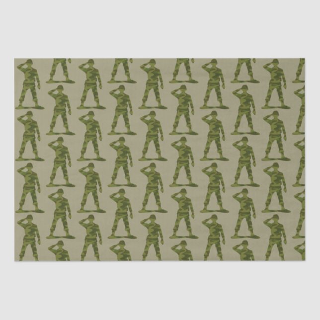 Grüne Camouflage Saluting Soldiers Pattern Seidenpapier (Vorderseite)