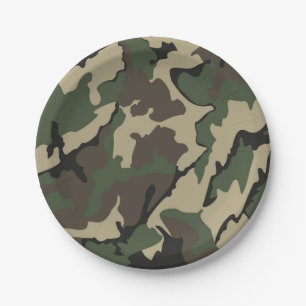 Grüne Camouflage, Teller zum Party von 7 Zoll