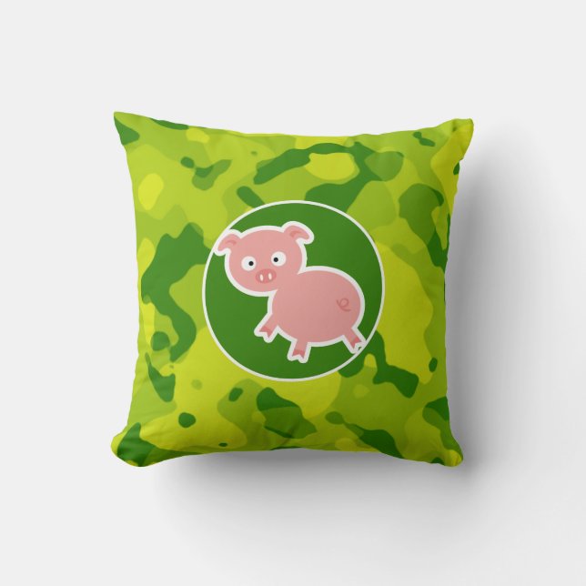 Grüne Camouflage von Apfel; Schwein Kissen (Vorderseite)
