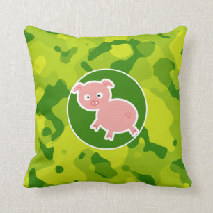 Grüne Camouflage von Apfel; Schwein Kissen