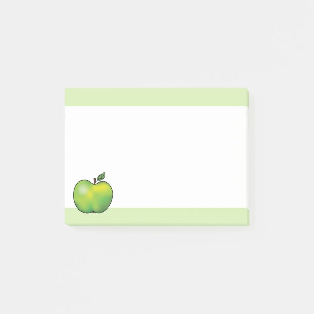 Grüne Cartoon-Apfel-Frucht-Illustration Post-it Klebezettel (Vorderseite)