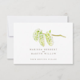 Grüne Catkins Aquarell Hochzeit QR-Code RSVP Karte