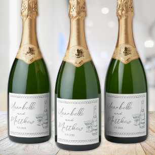 Grüne Champagner Handgezeichnete Hochzeit