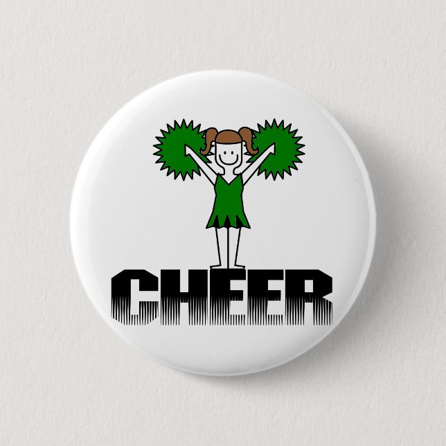 Grüne Cheerleading T - Shirts und Geschenke Button (Vorderseite)