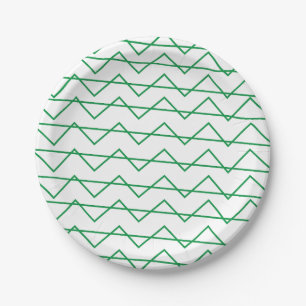 Grüne Chevron-Streifen-Muster-Party Pappteller