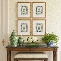 Grüne Chinoiserie-Chinesische-Pagoden-Kunst