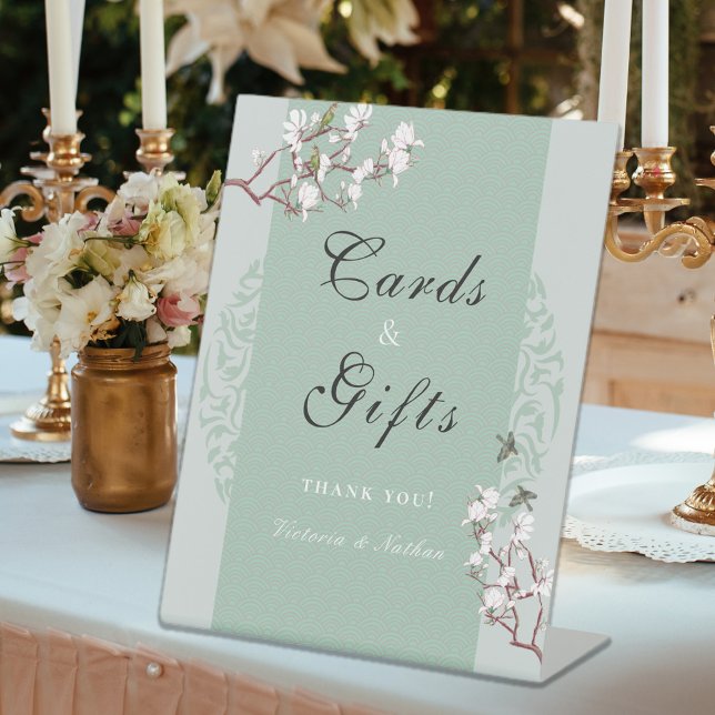 Grüne Chinoiserie Vintages Blatt Sockelschild (Von Creator hochgeladen)