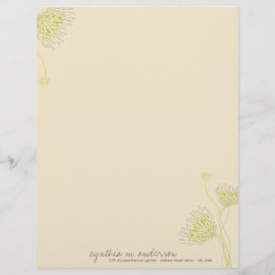 Grüne Chrysanthemen Blumen Elegant Chic Floral Briefbogen