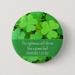 Grüne Clovers Foto Wohlstand Bibel Verse Niedlich Button