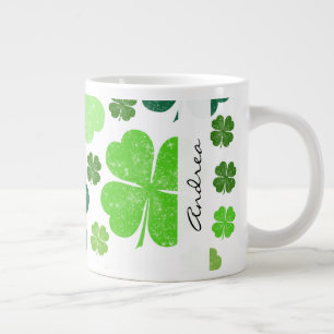 Grüne Clovers, Saint Patrick's Day, Ihr Name Jumbo-Tasse