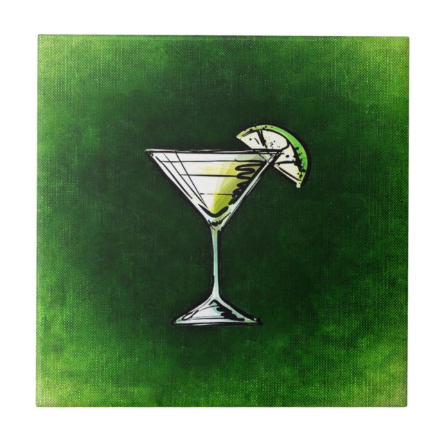 Grüne Cocktailabsinth Fliese (Vorderseite)