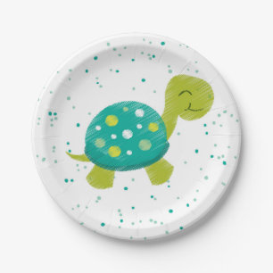 Grüne Confetti-Schildkröte-Party-Platte Pappteller
