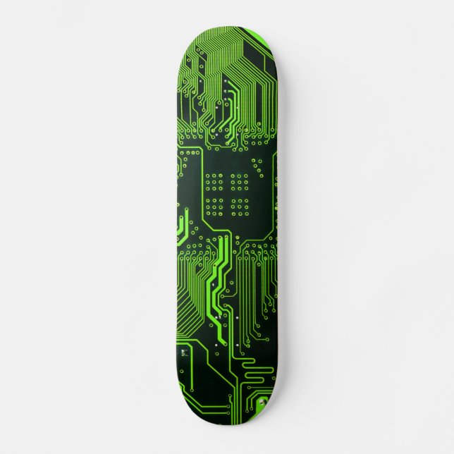 Grüne coole Computerplatine Skateboard (Vorderseite)