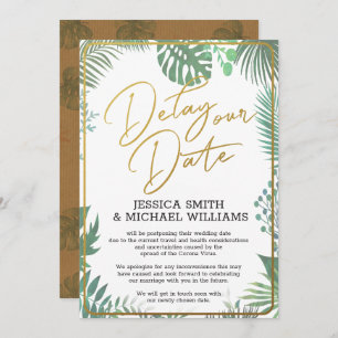Grüne Coronavirus Verzögerung der Datumskarte Einladung