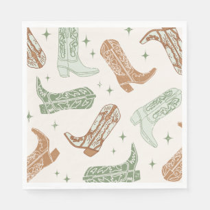 Grüne Cowboy-Stiefel-Party-Servietten Serviette