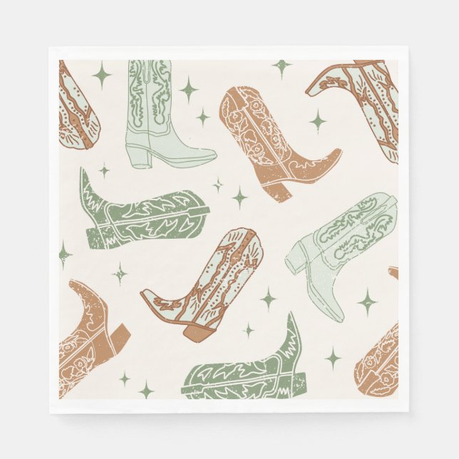 Grüne Cowboy-Stiefel-Party-Servietten Serviette (Vorderseite)