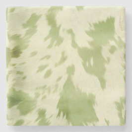 Grüne Creme Cowhide Steinuntersetzer