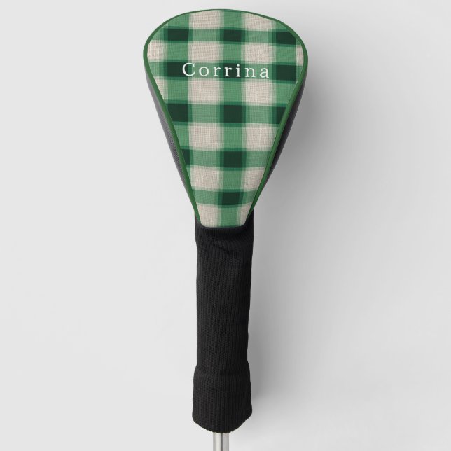 Grüne Creme Kariert Golf Headcover (Vorderseite)