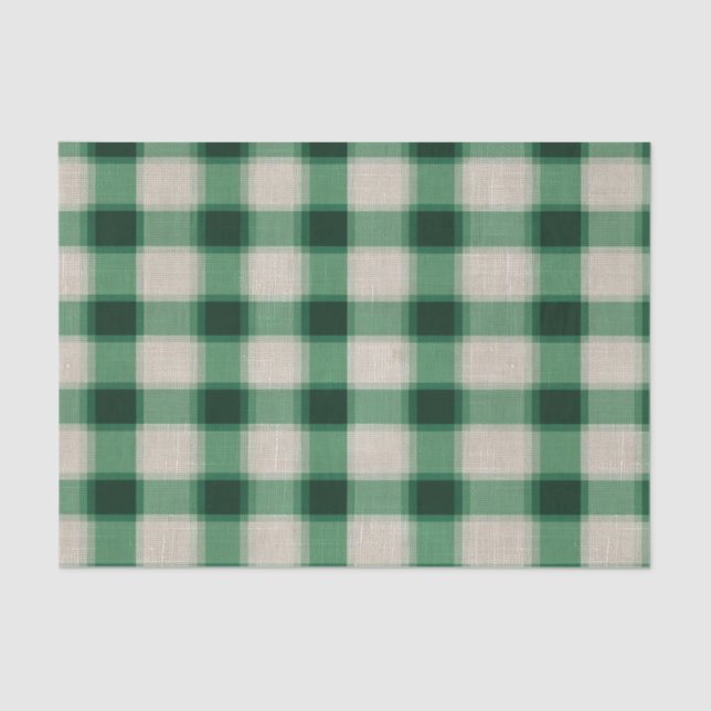 Grüne Creme Kariert Seidenpapier (Vorderseite)
