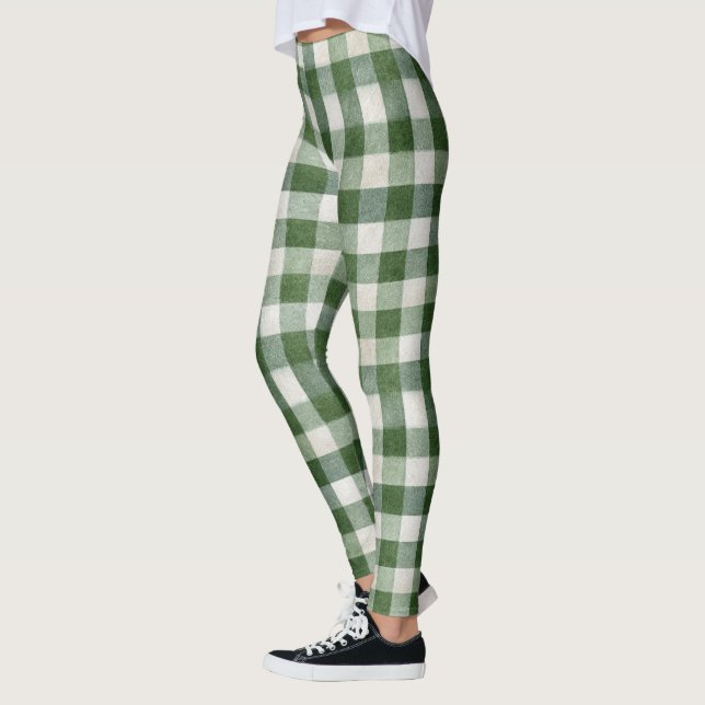 Grüne Creme-Streifen Leggings (Links)