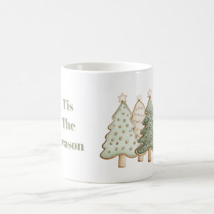 Grüne Creme Weihnachtsbäume Kaffeetasse
