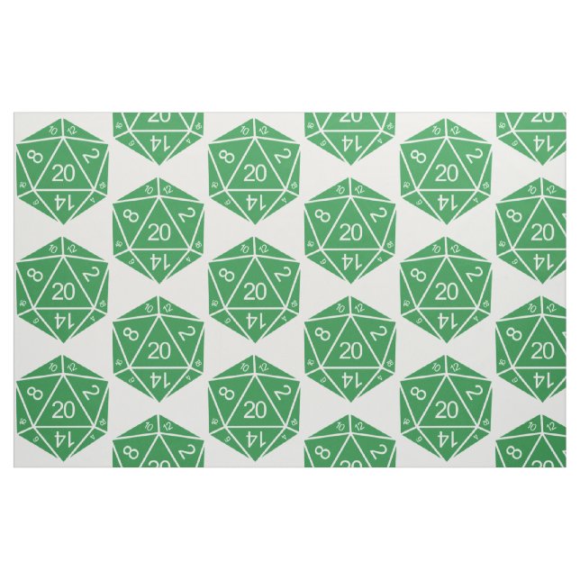 Grüne D20-Würfel Stoff (Fat Quarter (45,7 x 55,9 cm))