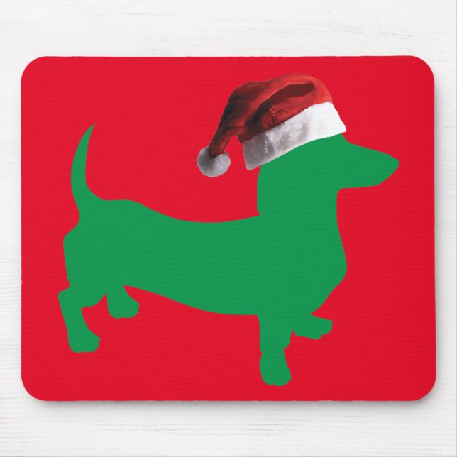 Grüne Dackel - Und-Santa-Hat Mousepad (Vorne)