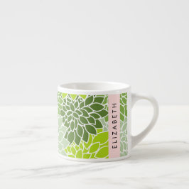 Grüne Dahlia-Blume, Blumenmuster, Ihr Name Espressotasse