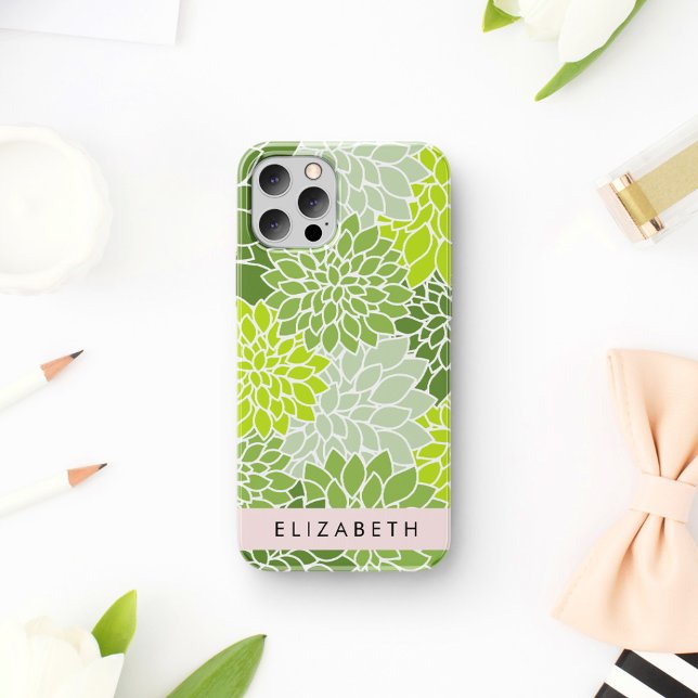 Grüne Dahlia-Blume, Blumenmuster, Ihr Name iPhone 16 Hülle (Von Creator hochgeladen)