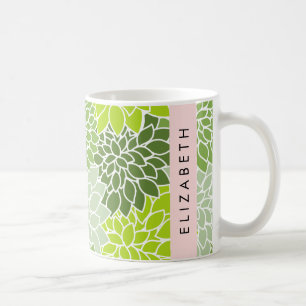 Grüne Dahlia-Blume, Blumenmuster, Ihr Name Kaffeetasse